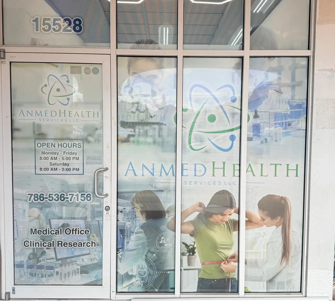 Fachada de Anmed Health Services en Kendall, Miami